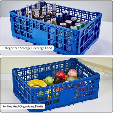 Collapsible Storage Crates, 52L Foldable Plastic Crates for Home, Office, Garage