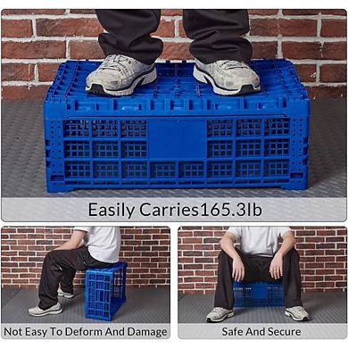 Collapsible Storage Crates, 52L Foldable Plastic Crates for Home, Office, Garage