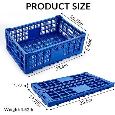 Collapsible Storage Crates, 52L Foldable Plastic Crates for Home, Office, Garage