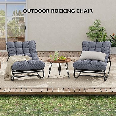 Comfy Rocking Chair with Cushions for Patio & Living Room