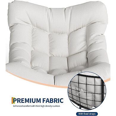 Papasan Rocking Chair, Patio Rattan Egg Rocker with Deep Seat
