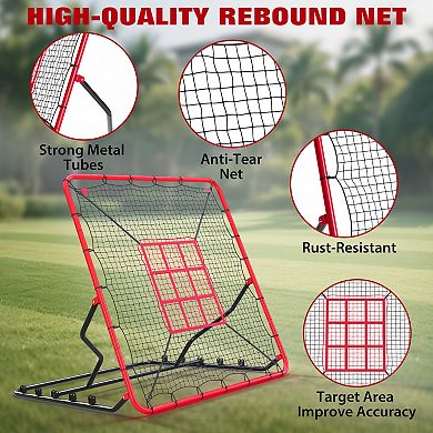 Baseball Pitching Rebounder Net,With Adjustable Angles, Zone Practice Trainer 
