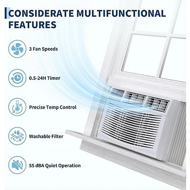 12000 BTU Window AC, Cools 550 Sq. Ft, Quiet, Remote, LED Display