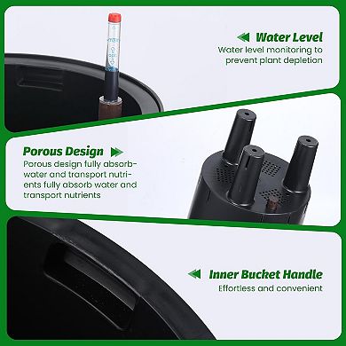 16 in Planters Set of 2 with Self Watering, Built-in Drainage and Visual Water Level Design