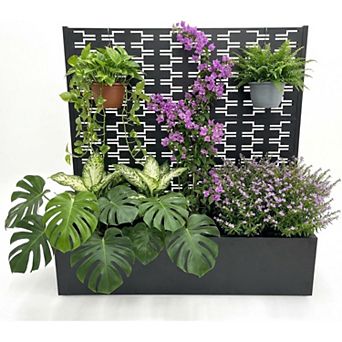 Galvanized Metal Raised Garden Bed with Trellis & Drainage 47" Rust-Resistant Outdoor Planter Box