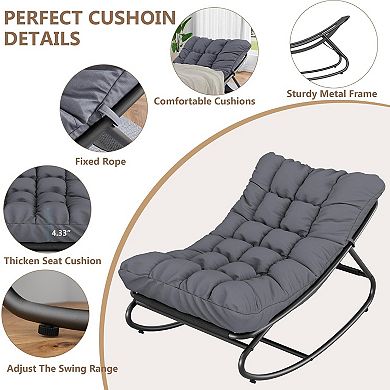 Indoor Outdoor Rocking Papasan Chair with Thick Cushion
