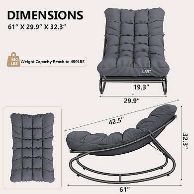 Indoor Outdoor Rocking Papasan Chair with Thick Cushion