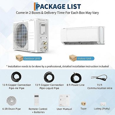12000 BTU 115V WiFi Mini Split AC, 22 SEER