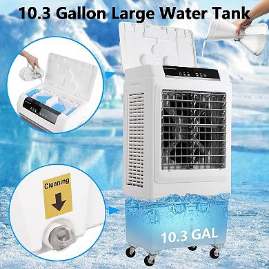 Evaporative Air Cooler, 3000CFM Swamp Cooler with Remote,4 Ice Packs,10.3 Gallon Portable Cooler
