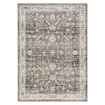 Everwash Haven Distressed Border Machine Washable Rug with AirFlo Technology