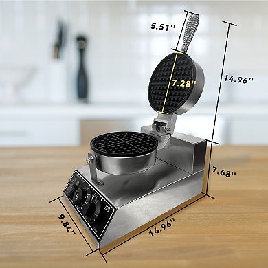 110V 1200W Stainless Steel Non-Stick Waffle Machine, Durable for Home/Restaurant