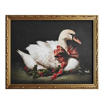 Holiday Swan Framed Wall Art