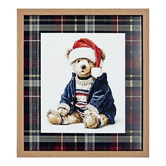 Decorative Holiday Teddy Bear Framed Wall Art