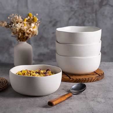 Stoneware Cereal & Soup Bowls Set of 4, 28 oz, Microwave & Dishwasher Safe