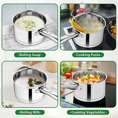Stainless Steel Saucepan with Lid, Tri-Ply, Induction Safe