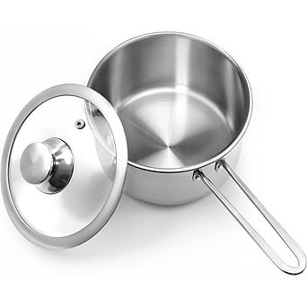 Tri-Ply Stainless Steel Saucepan with Glass Lid, Oven & Dishwasher Safe