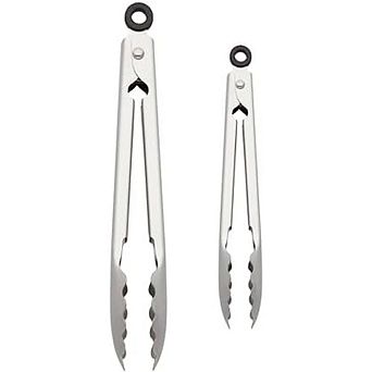 Stainless Steel Tongs Set, Scalloped Edges, Durable, Dishwasher Safe
