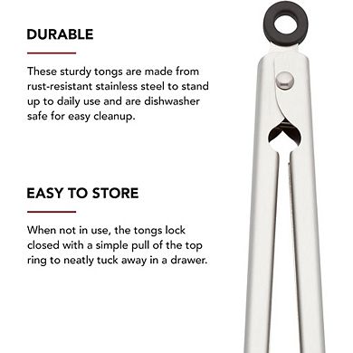 Stainless Steel Tongs Set, Scalloped Edges, Durable, Dishwasher Safe