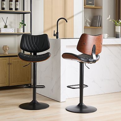Pnronnc Swivel Bar Chairs Adjustable Counter Height Bar Stools Leather Upholstered Bistro Stool