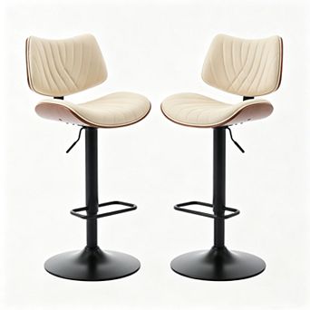 Pnronnc Swivel Bar Chairs Adjustable Counter Height Bar Stools Leather Upholstered Bistro Stool