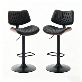 Pnronnc Swivel Bar Chairs Adjustable Counter Height Bar Stools Leather Upholstered Bistro Stool