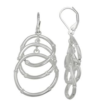 Nine West Silver Tone Rings Drop Earrings