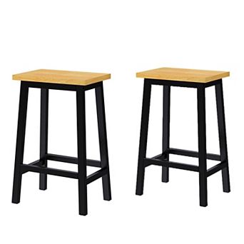 Pnronnc Farmhouse Solid Wood Bar Stools Kitchen Counter Stools Bar Height Stools Counter Swing Stool