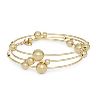 Nine West 3 pc Gold Tone Bauble Bangle Bracelet Set