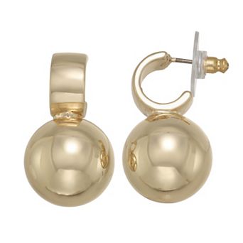 Nine West Gold Tone Bauble Drop Post Earrings