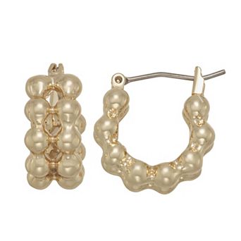 Nine West Gold Tone Bauble Huggie Earrings