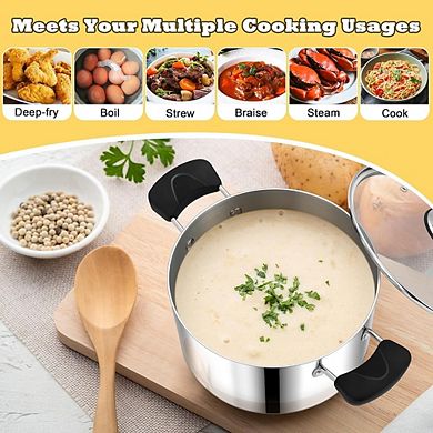 Stainless Steel Stock Pot with Lid, Multi-Stove, Heavy Duty, Dishwasher Safe