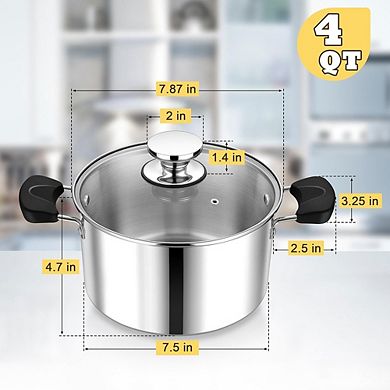 Stainless Steel Stock Pot with Lid, Multi-Stove, Heavy Duty, Dishwasher Safe