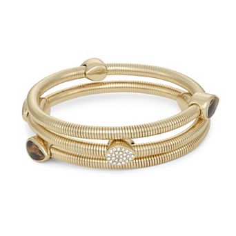 Nine West Gold Tone Cheetah Coil Bracelet