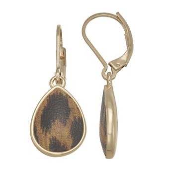 Nine West Gold Tone Teardrop Drop Leverback Earrings