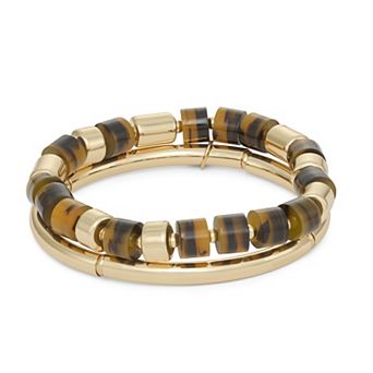 Nine West 2 pc Gold Tone Tortoise Stretch Bracelet Set