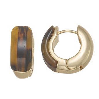 Nine West Gold Tone Tortoise Huggie Earrings