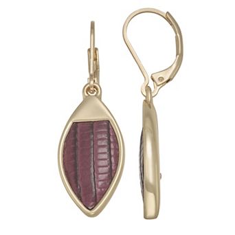 Nine West Gold Tone Faux Leather Textured Drop Earrings
