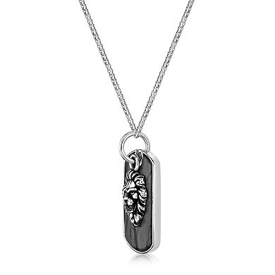 Men's LYNX Jasper Lion Dog Tag Pendant Necklace