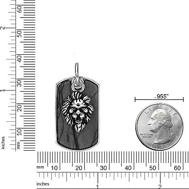Men's LYNX Jasper Lion Dog Tag Pendant Necklace