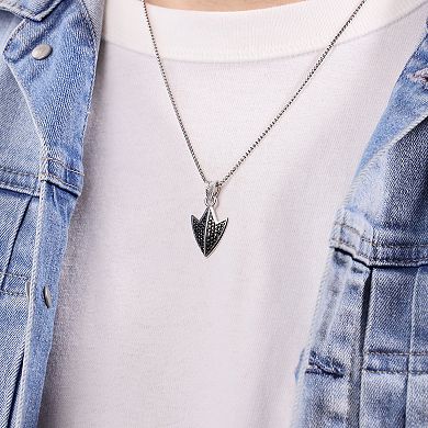 Men's LYNX Silver Lab-Created Gemstone Pendant Necklace