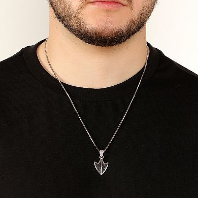 Men's LYNX Silver Lab-Created Gemstone Pendant Necklace