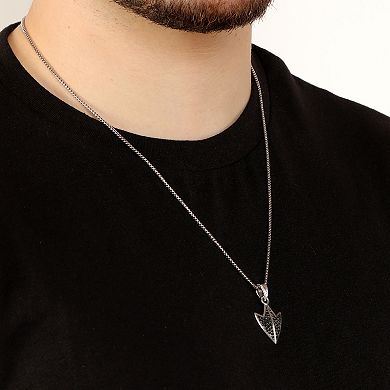Men's LYNX Silver Lab-Created Gemstone Pendant Necklace