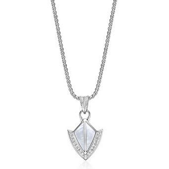 Men's LYNX Mother-of-Pearl & Lab-Created Sapphire Pendant Necklace