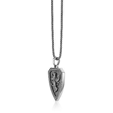 Men's LYNX Silver-Tone Shield Pendant Necklace