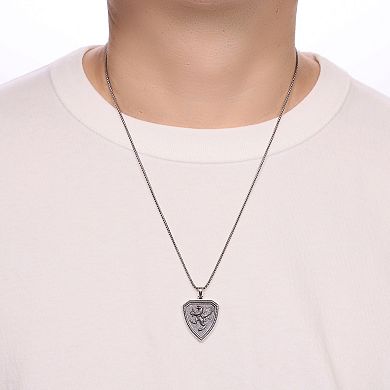 Men's LYNX Silver-Tone Shield Pendant Necklace