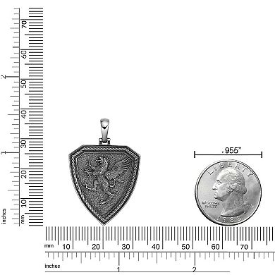 Men's LYNX Silver-Tone Shield Pendant Necklace