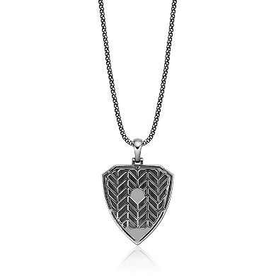 Men's LYNX Silver-Tone Shield Pendant Necklace