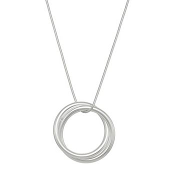 Nine West Silver Tone Layered Rings Pendant Necklace