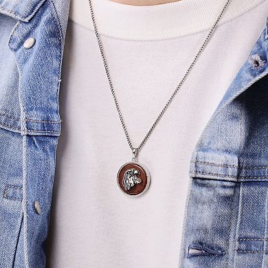 Men's LYNX Brown Obsidian Eagle Pendant Necklace