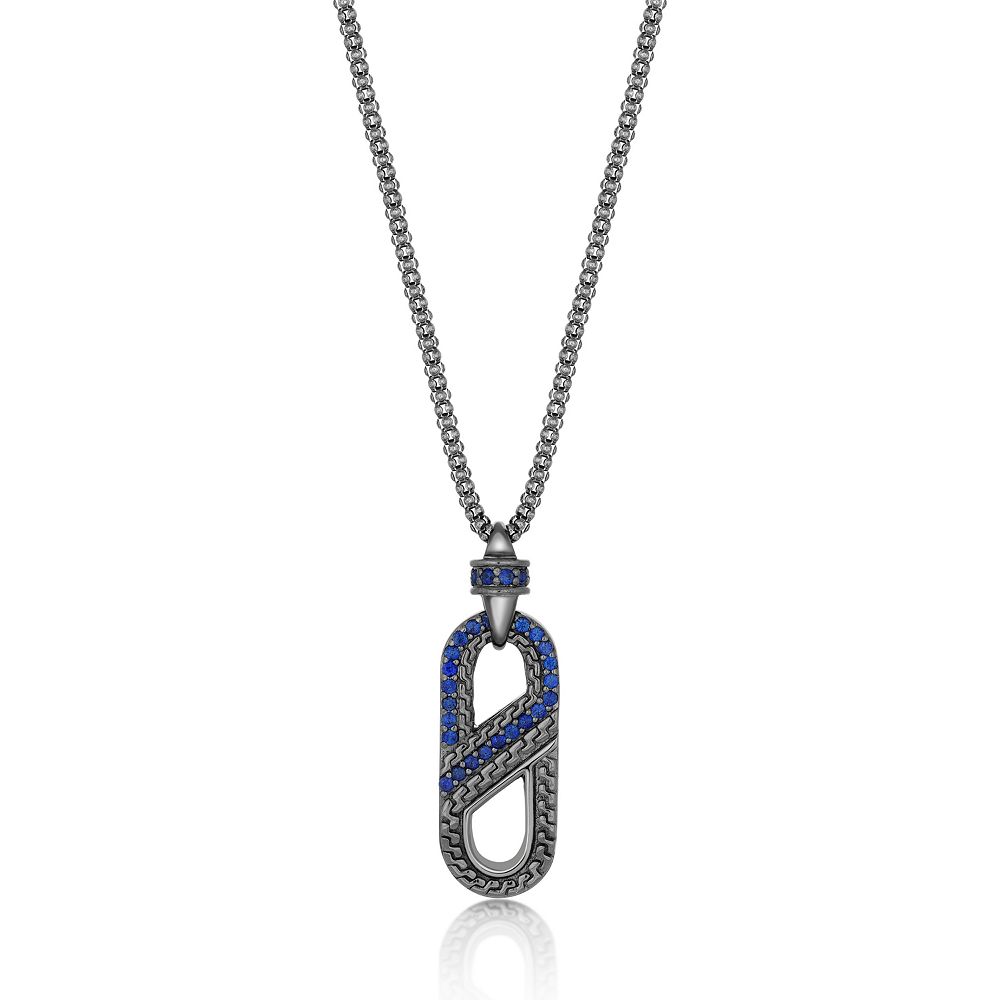アクセサリー sapphire pendant Men's LYNX Lab-Created Sapphire Pendant Necklace